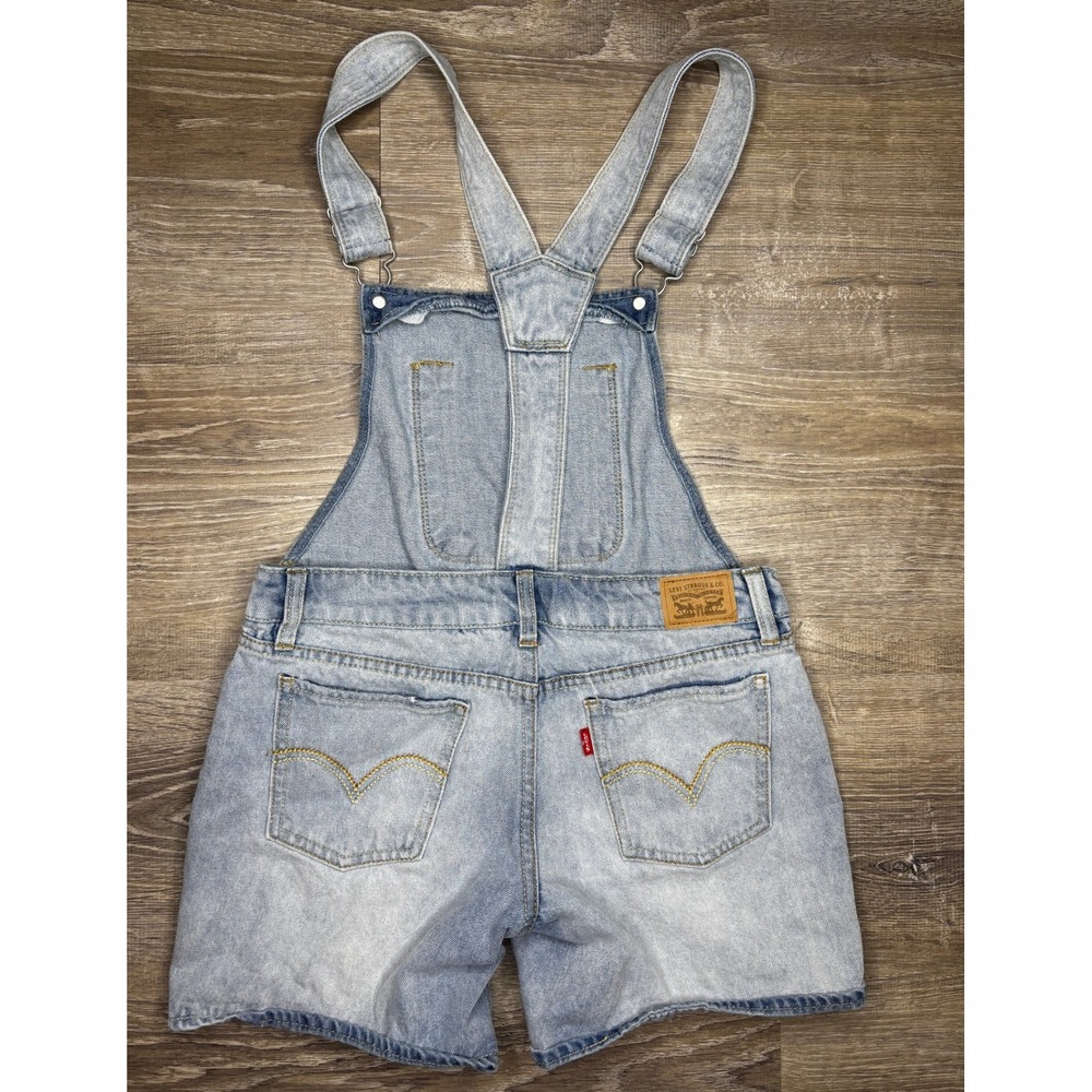 Levis Girls Boyfriend Shortall Light Wash Denim Overalls Size 14 Regular - Picture 2 of 4